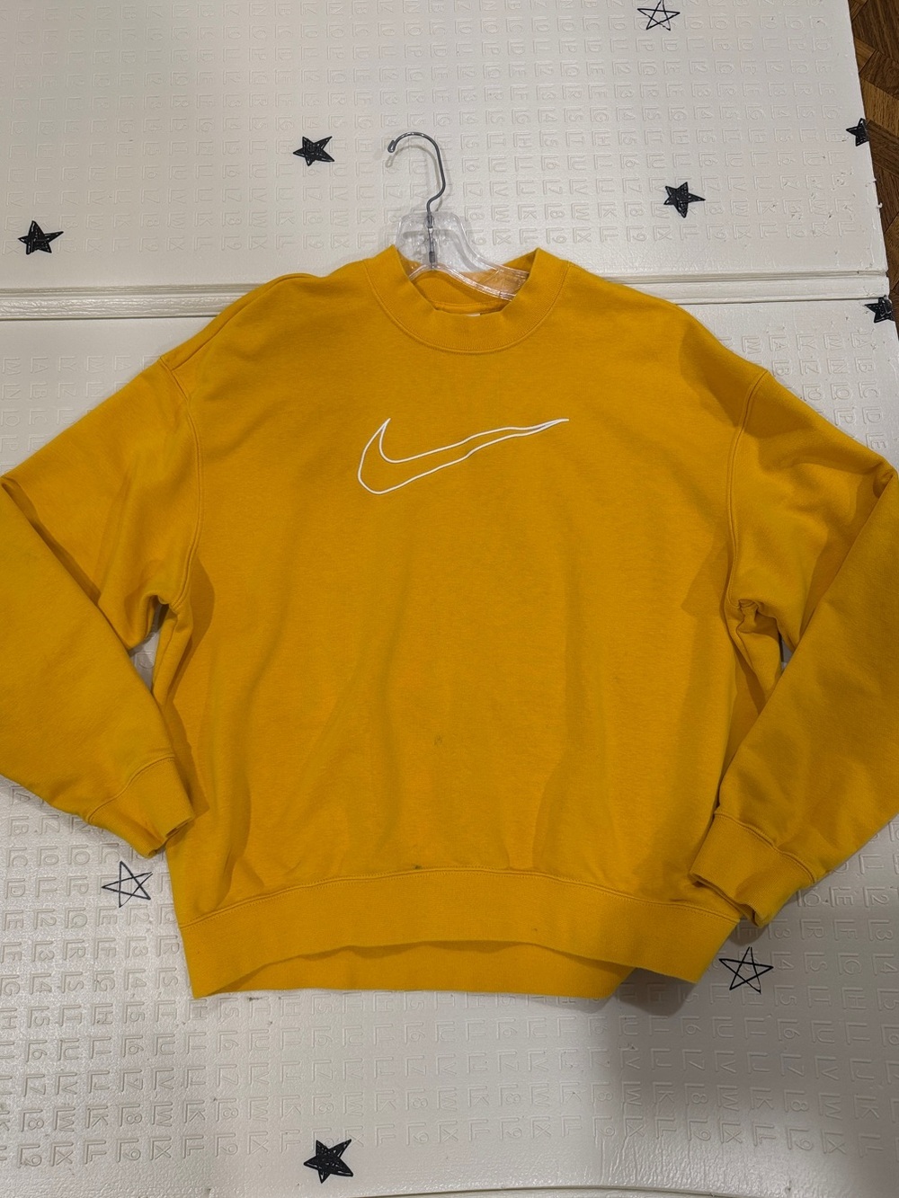Nike Golden Yellow Crewneck Sweatshirt with White Swoosh